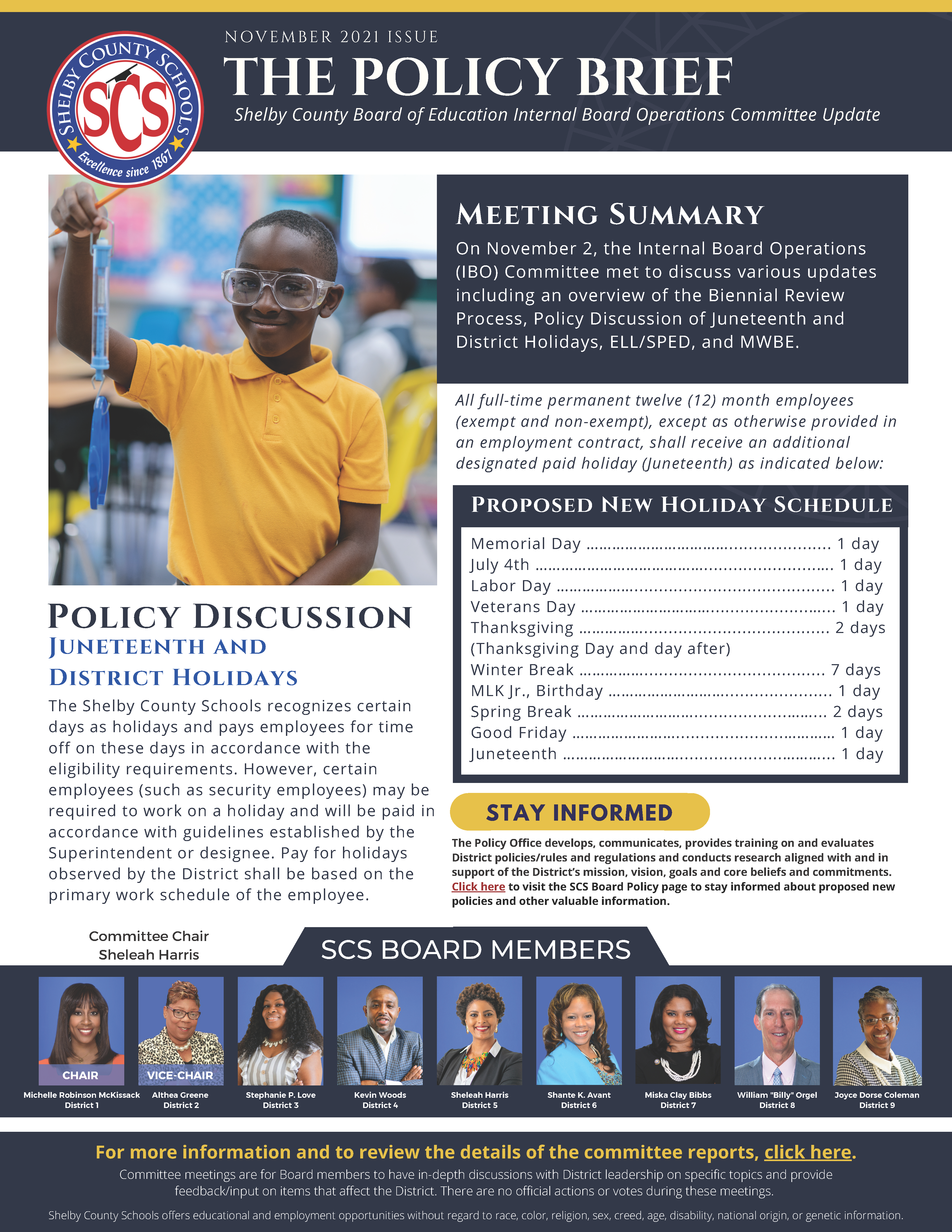 The Policy Brief (Internal Board Operations Committee Newsletter) November 2021